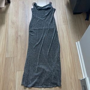 NWOT Silver Sparkly Scoop Neck Long Dress